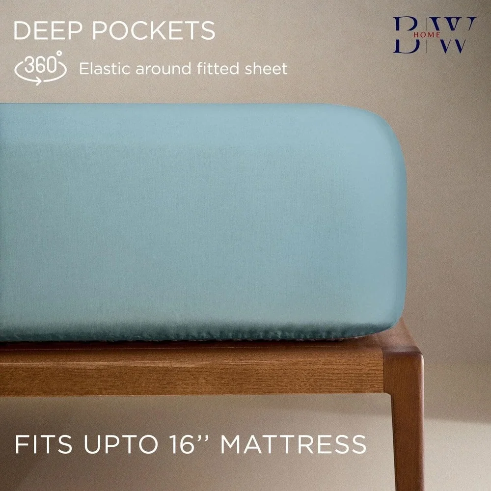 100% Cotton Flannel Sheet Set - 4 Piece Heavyweight‎ Brushed King, Stone Blue